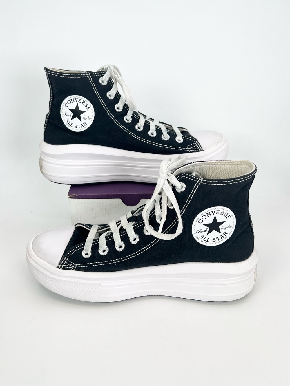 Converse Chuck Taylor High Top All Star Lift Platform Black Shoes - WOMENS 8